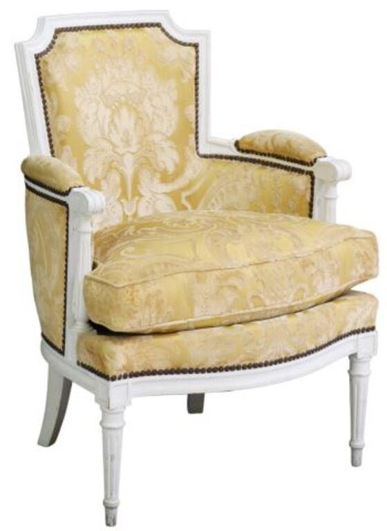 Appraisal: French Louis XVI style painted armchair th c shaped back