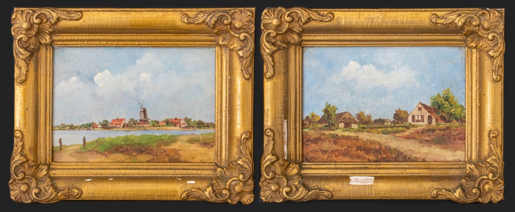 Appraisal: UNSIGNED LANDSCAPE OIL ON PANEL PAIR Pair of countryside with