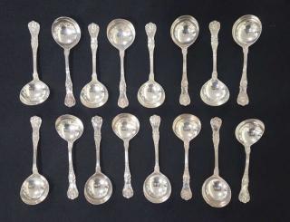 Appraisal: Antique Gorham Sterling Soup Spoons Antique Gorham Sterling Soup Spoons