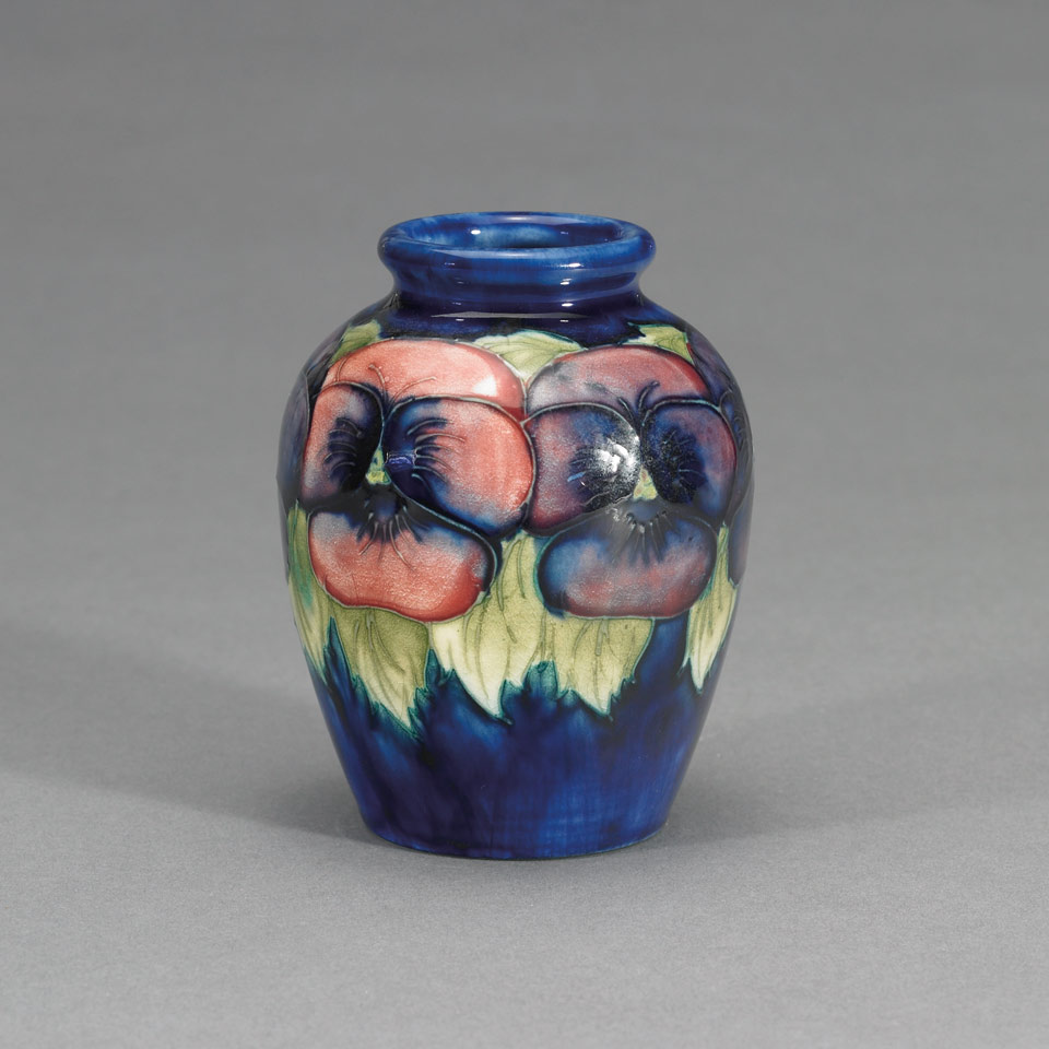 Appraisal: Moorcroft Pansy Vase c impressed marks painted initials in blue