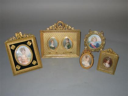 Appraisal: Group of six miniature Napoleonic portraits th th century Three