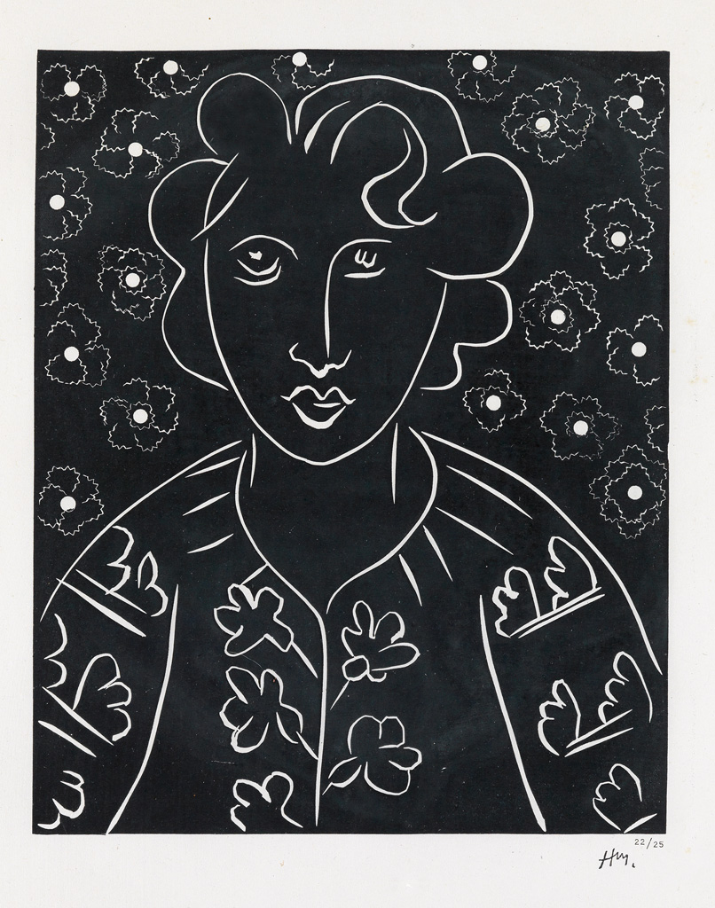 Appraisal: HENRI MATISSE Isa a Linoleum cut x mm AF x