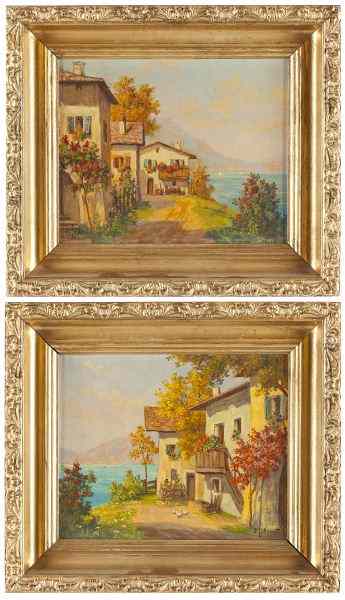 Appraisal: Pair of Continental Paintings by Eugene LaForetoil on canvas on