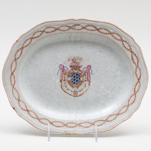 Appraisal: CHINESE EXPORT PORCELAIN OVAL PLATTER WITH ARMS OF ADASTRAUnmarked x