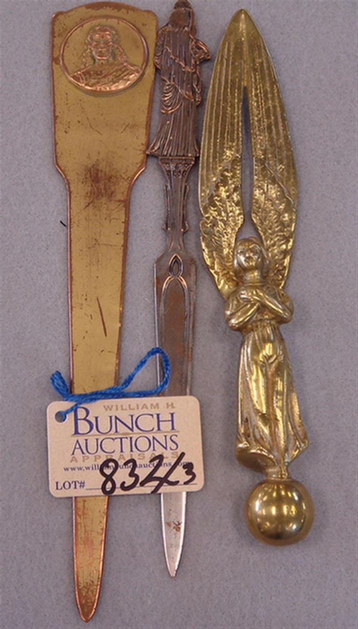 Appraisal: Lot of vintage religious themed letter openers Including an angel