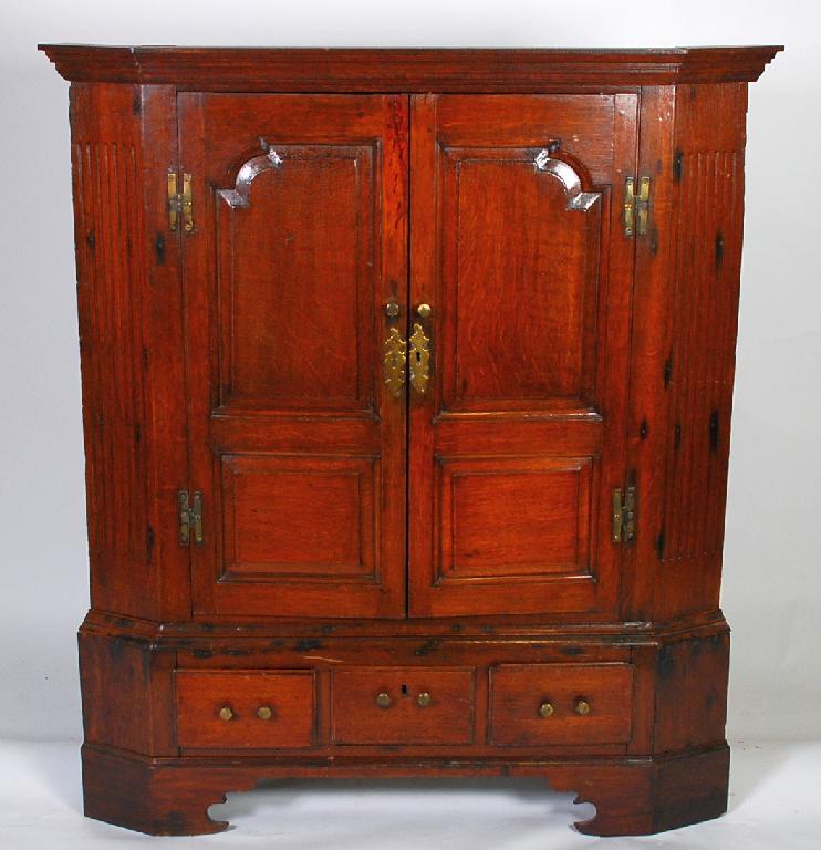 Appraisal: EIGHTEENTH CENTURY AND LATER FLOOR STANDING OAK CORNER CUPBOARD the