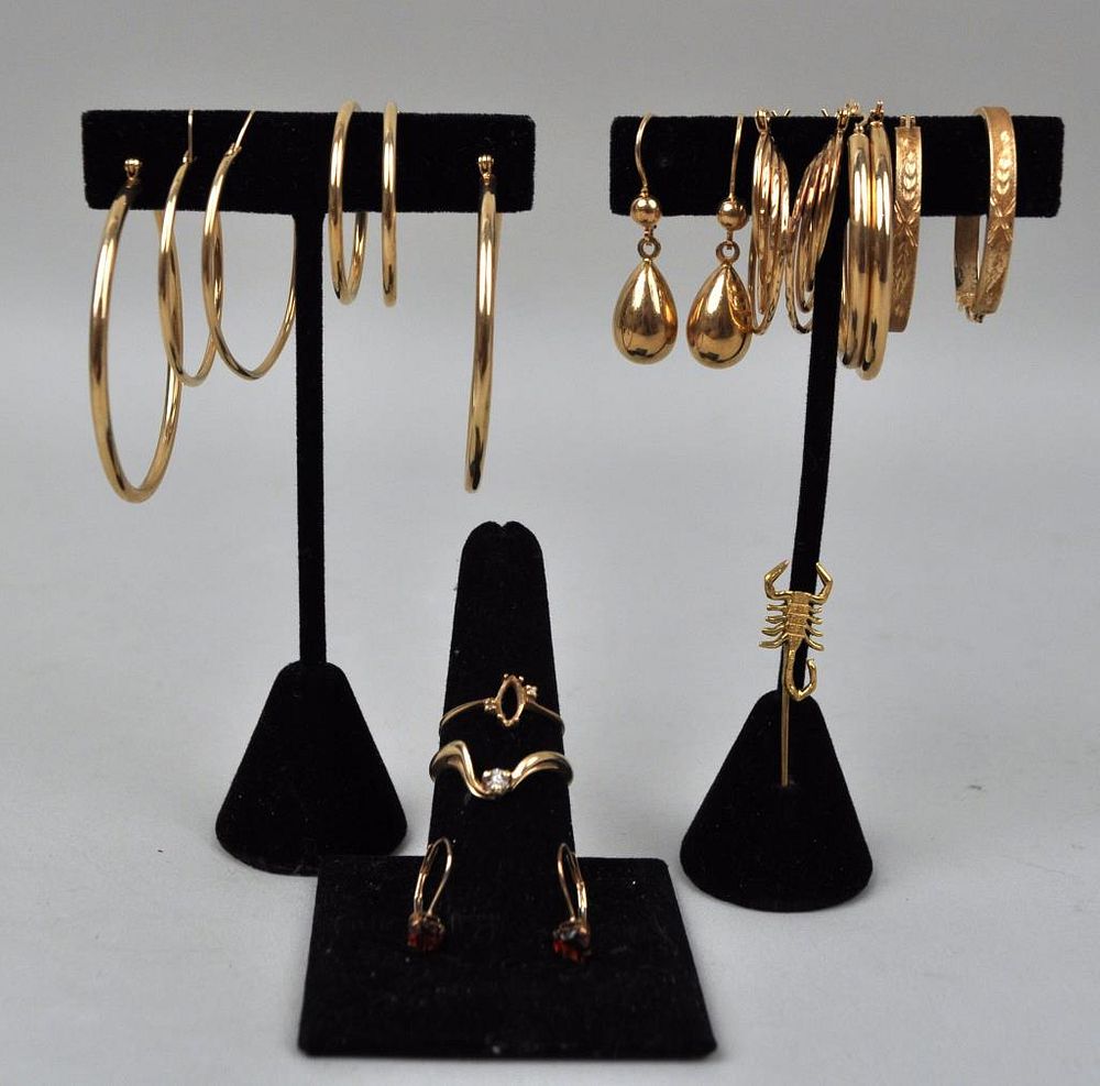 Appraisal: Group K Gold Jewelry comprising eight pair earrings K gold