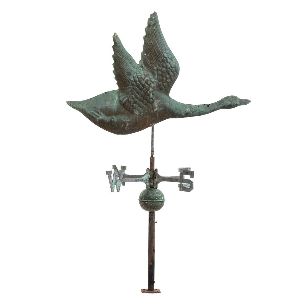 Appraisal: American Sheet Copper Flying Goose Weather Vane With cast metal