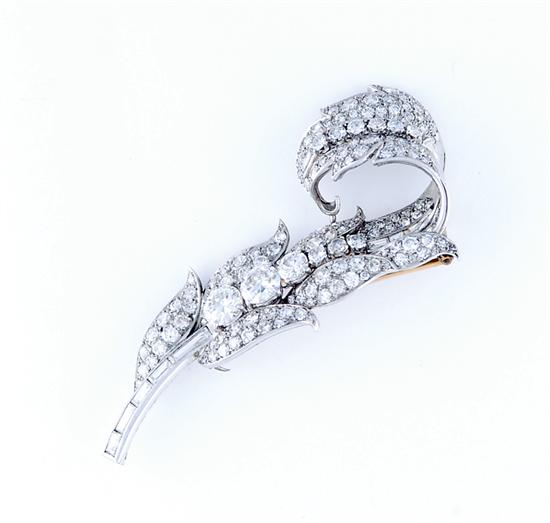 Appraisal: Antique platinum and diamond brooch circa one hundred forty-nine old