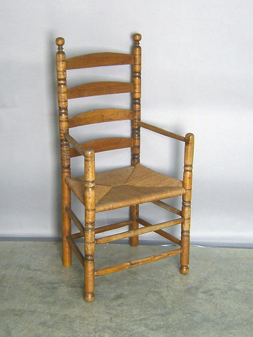 Appraisal: William Mary ladderback armchair th c