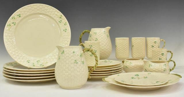 Appraisal: lot of Irish Belleek porcelain tableware all in the Shamrock