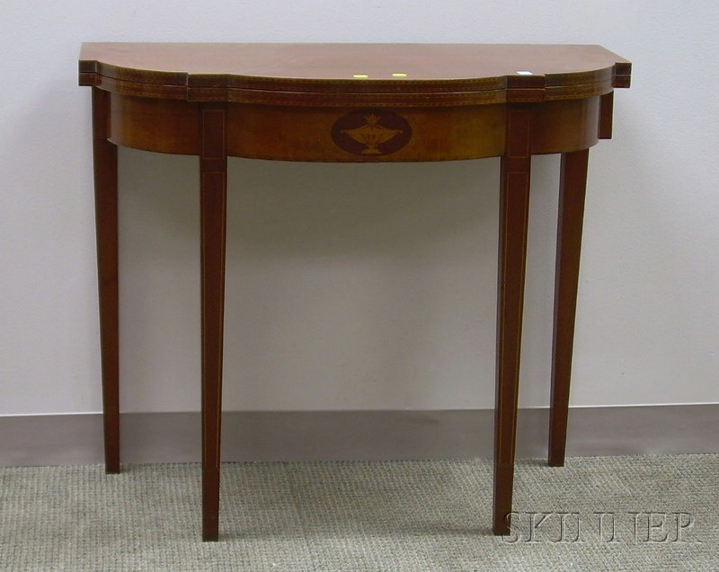 Appraisal: Federal-style Inlaid Mahogany Swell-front Card Table