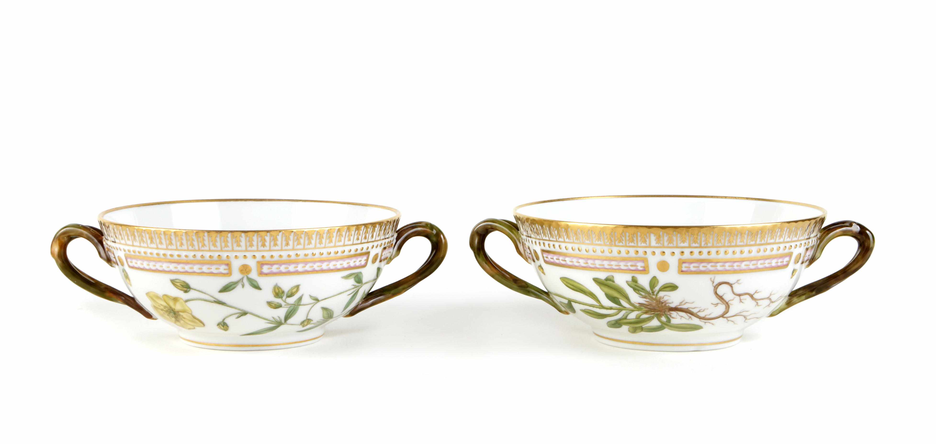 Appraisal: A set of twenty-three Royal Copenhagen Flora Danica cream soup