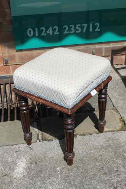 Appraisal: A TH CENTURY MAHOGANY DRESSING STOOL with upholstered top on