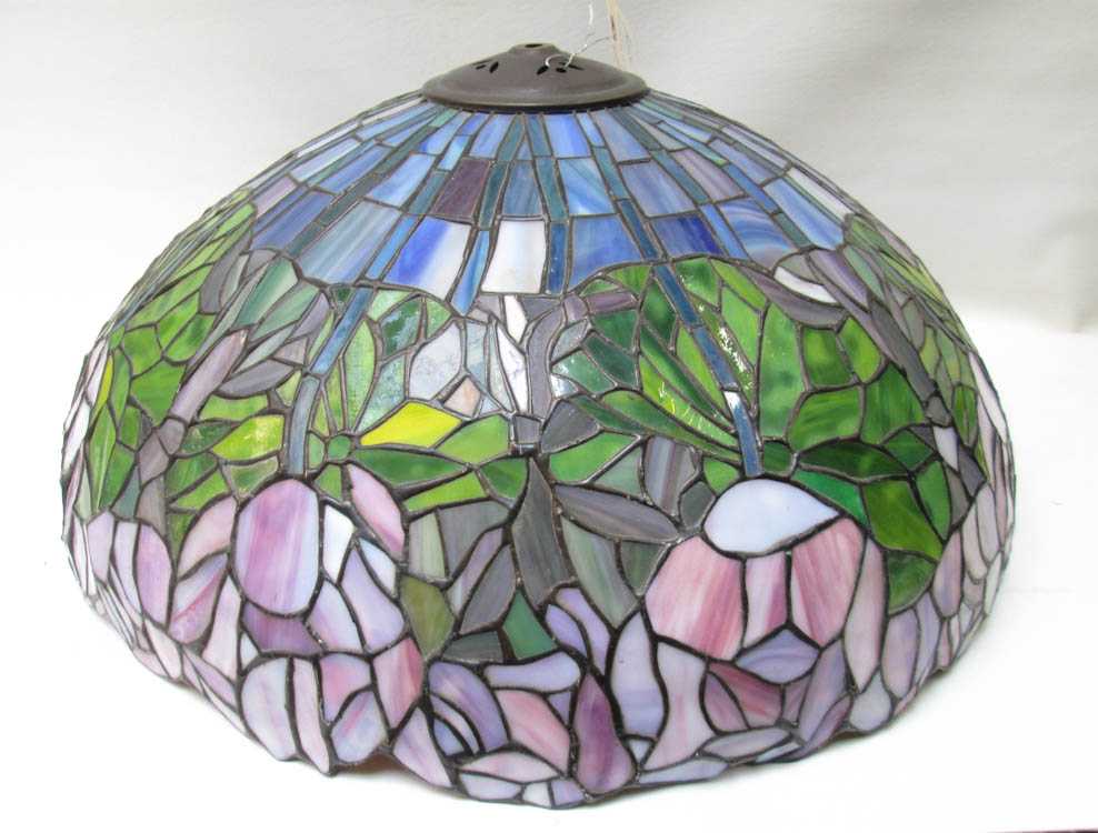 Appraisal: STAINED GLASS HANGING CEILING LAMP SHADE The domed shade having