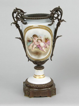 Appraisal: A French Sevres Style Porcelain Urn with Bronze Mounts Of