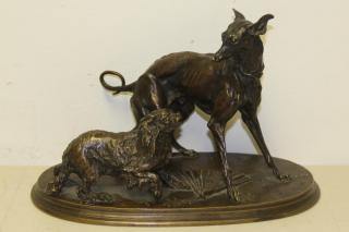 Appraisal: MENE P J Bronze Sculpture Of Whippet Dog Bronze with