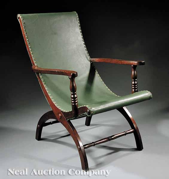 Appraisal: An American Classical Mahogany Campeche Chair early th c Southern