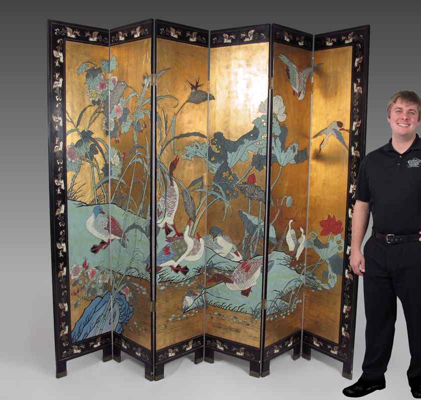 Appraisal: PANEL COROMANDEL SCREEN Birds and floral motif on both sides