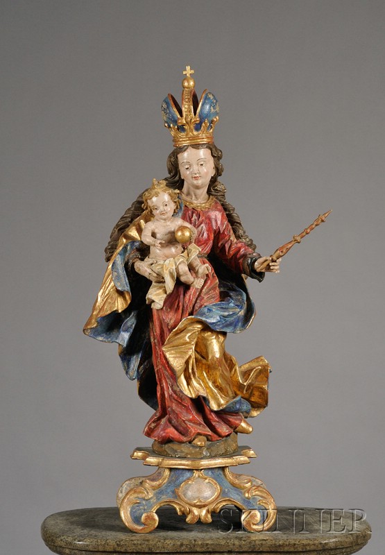 Appraisal: Large Ecclesiastic Painted Wood and Gesso Figure of the Madonna