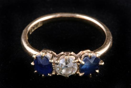 Appraisal: ANTIQUE ENGLISH K YELLOW GOLD DIAMOND AND SAPPHIRE RING Late