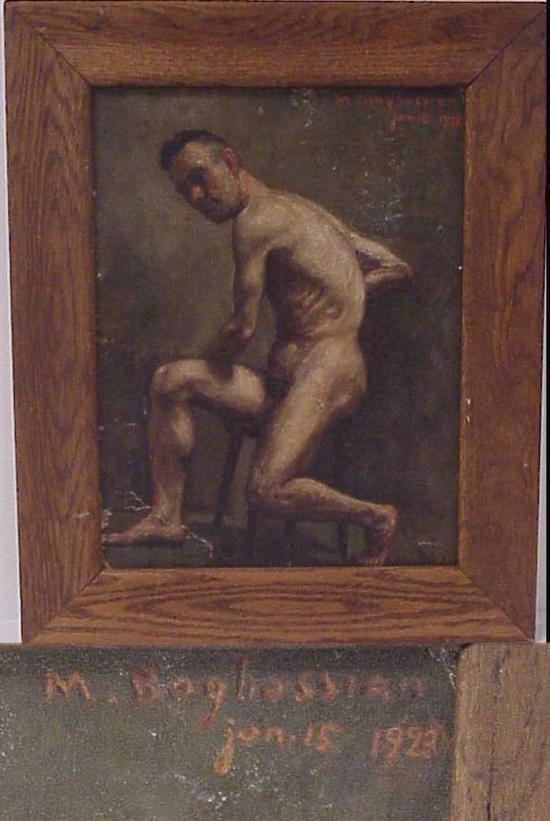 Appraisal: Missay Bogbossian Turkish - oil on board male nude signed