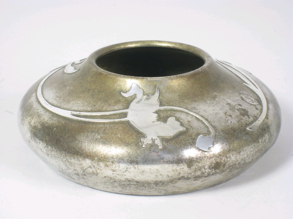 Appraisal: An American Arts Crafts Bowl in bronze overlaid with silver