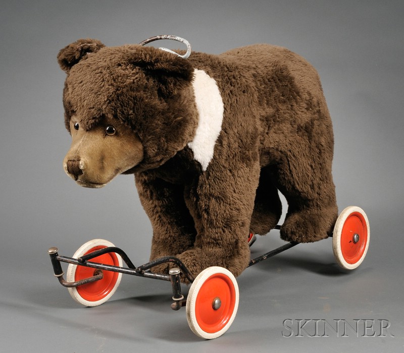 Appraisal: Steiff Ride-On Bear Cub mid- th century dark brown and