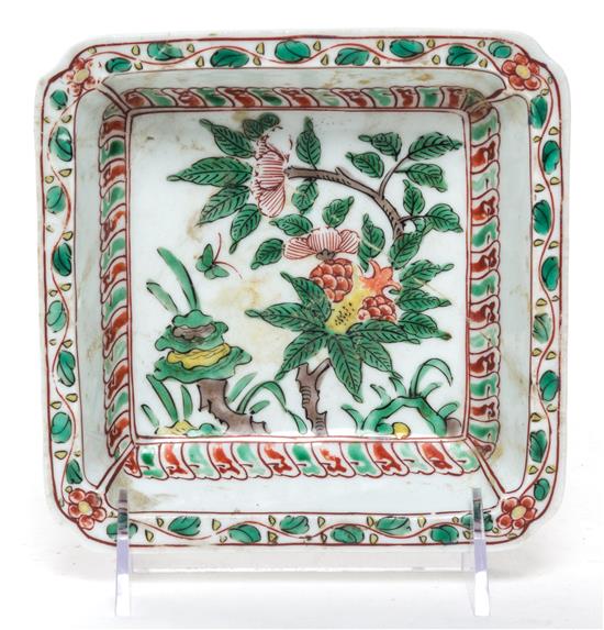 Appraisal: Sale Lot A Green and Red Decorated Porcelain Square Dish