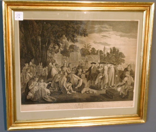 Appraisal: Framed print William Penn's Treaty with the Indians x