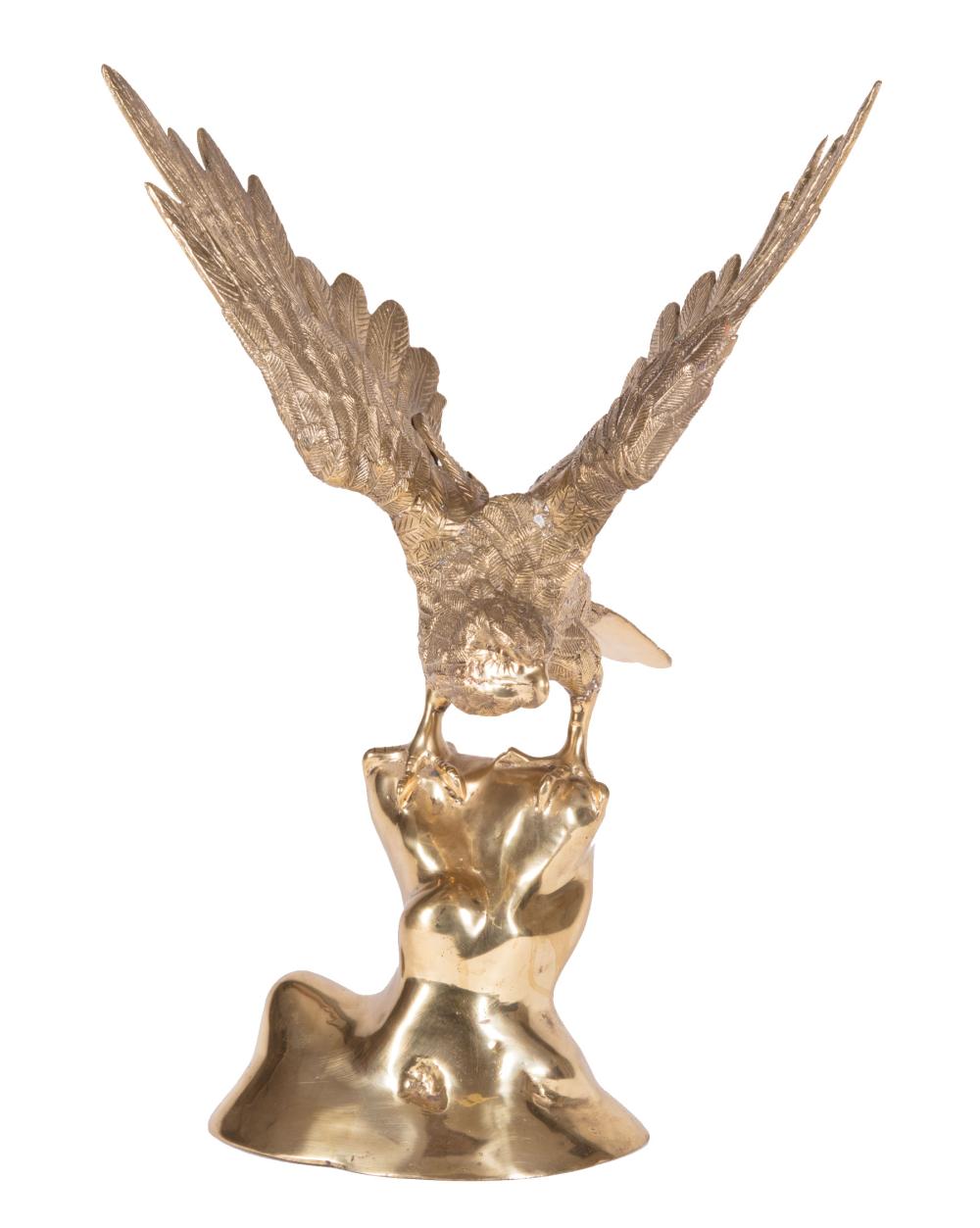 Appraisal: Bronze Figure of an Eagle Perched on Rocks h in