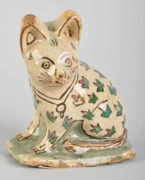 Appraisal: Early Pottery Glazed Cat Description Circa Whimsical form Base and