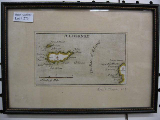 Appraisal: Robert Morden Handcolored Map of Alderney approx x excellent