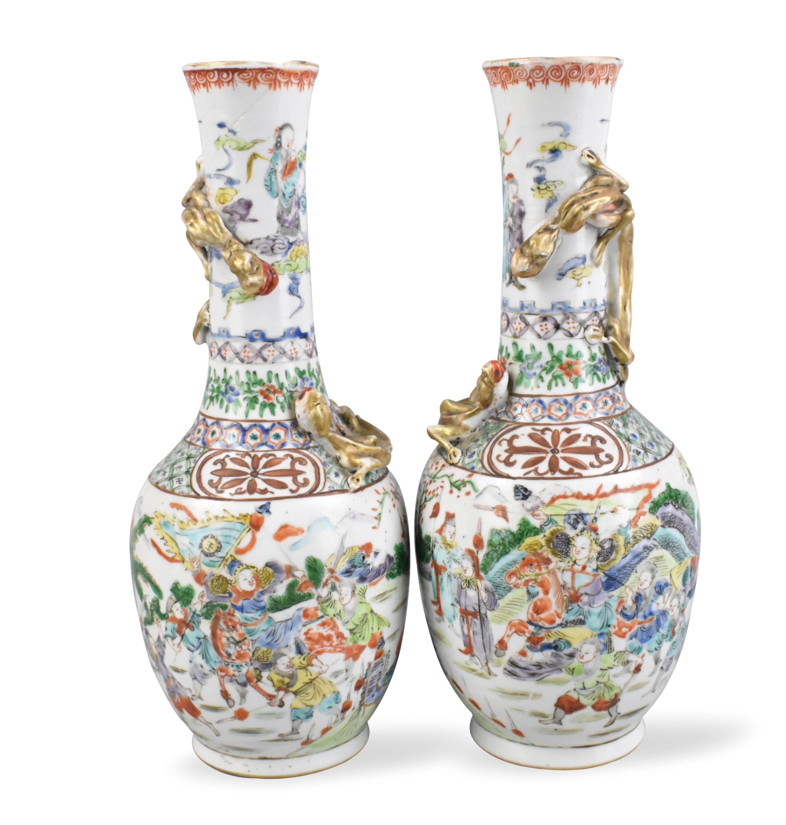 Appraisal: A pair of Chinese canton glazed vases dated to th