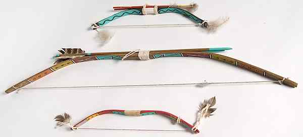 Appraisal: Hopi Painted Child's Bows lot of all brightly painted two