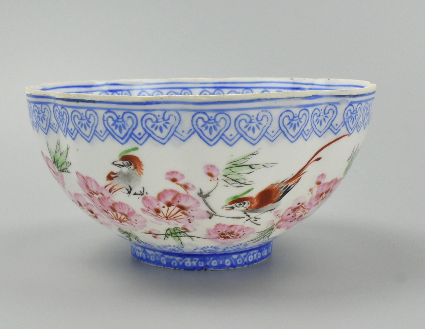 Appraisal: CHINESE LOBED EGGSHELL PORCELAIN BOWL TH C A ultra-thin-walled eggshell