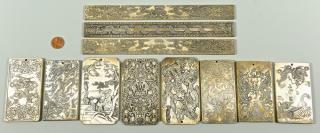 Appraisal: Chinese Silver Plaques or Scroll Weights A collection of Chinese