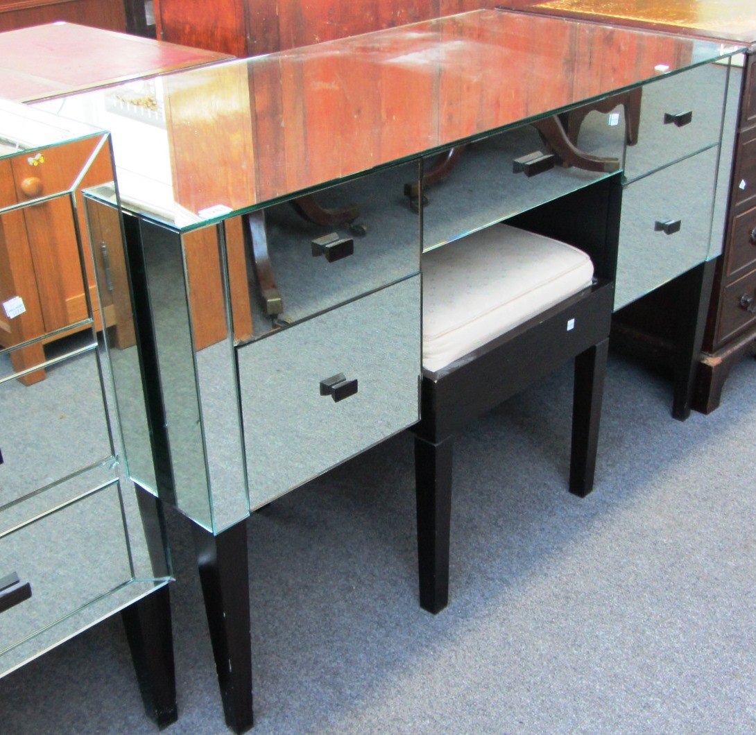 Appraisal: A 'Brighton' mirror veneered dressing table on tapering square supports