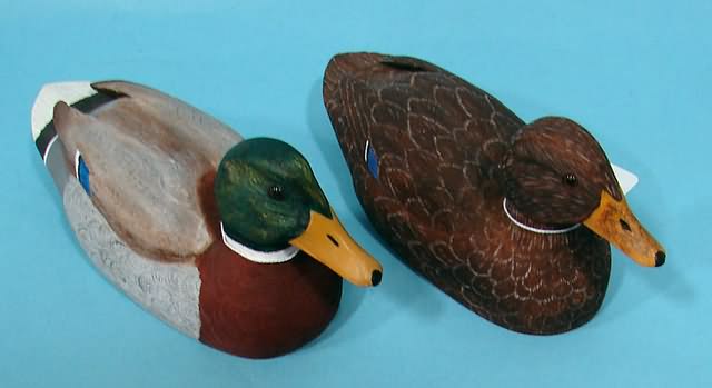 Appraisal: Pair of decorative miniature Mallard decoys marked SK