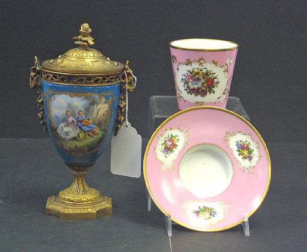 Appraisal: Two pieces of S vres style porcelain second half th