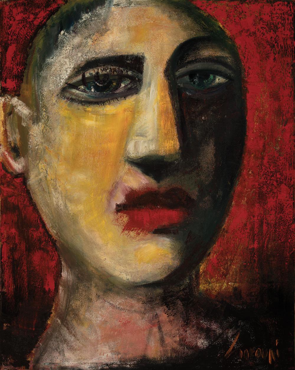 Appraisal: David Harouni Iranian New Orleans b Untitled Face oil on