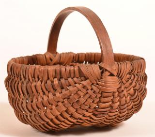 Appraisal: Woven Oak Splint Egg or Berry Basket Pennsylvania th Early