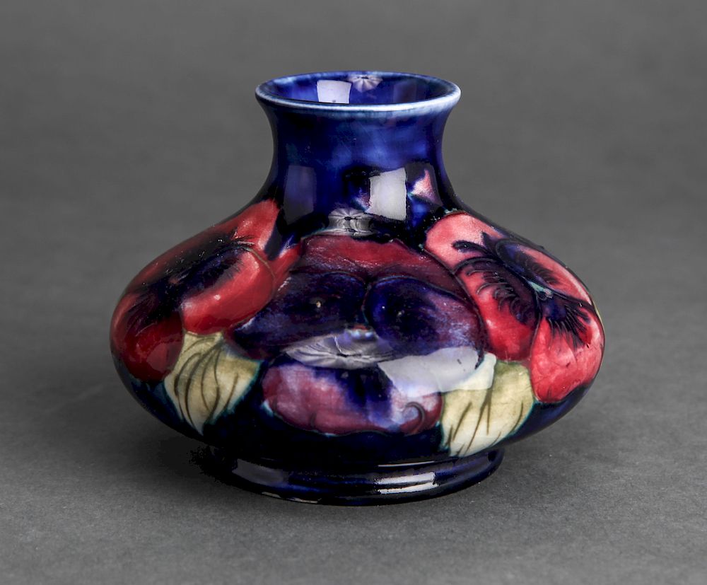 Appraisal: Moorcroft Glazed Ceramic Vase with Pansies Moorcroft Pottery glazed ceramic