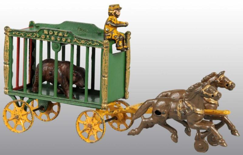 Appraisal: Cast Iron -Horse Royal Circus Cage Wagon Toy Description All