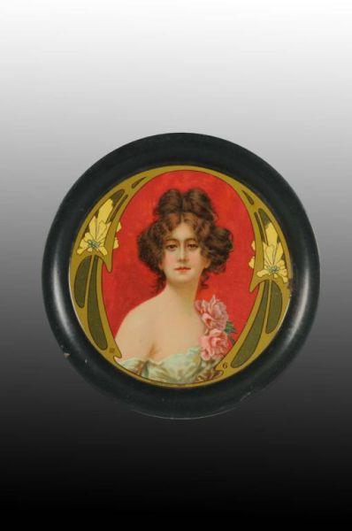 Appraisal: Tin Litho Art Nouveau Girl Tip Tray Description Circa Few