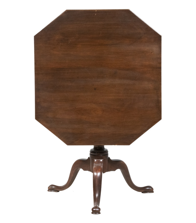 Appraisal: QUEEN ANNE AMERICAN TILT TOP TEA TABLE Octagonal Top Mahogany