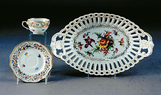 Appraisal: German porcelain partial dessert service early th century floral sprig