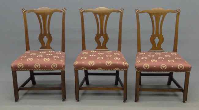 Appraisal: Set of th c Chippendale chairs Two raised on castors