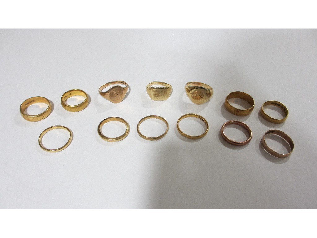 Appraisal: Lot of gold rings to include four ct gold wedding