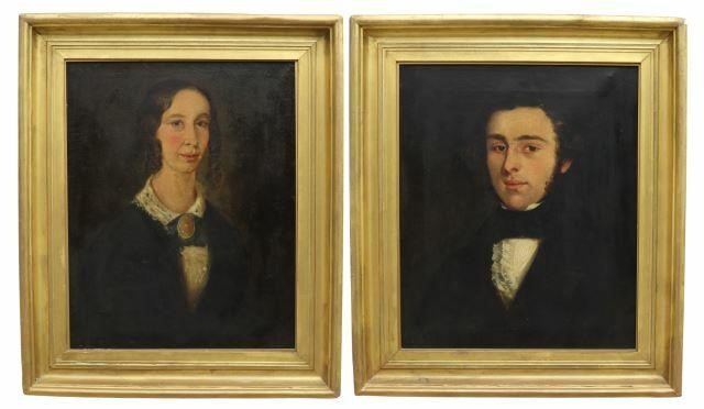 Appraisal: lot of Framed English School oil on canvas paintings Portraits